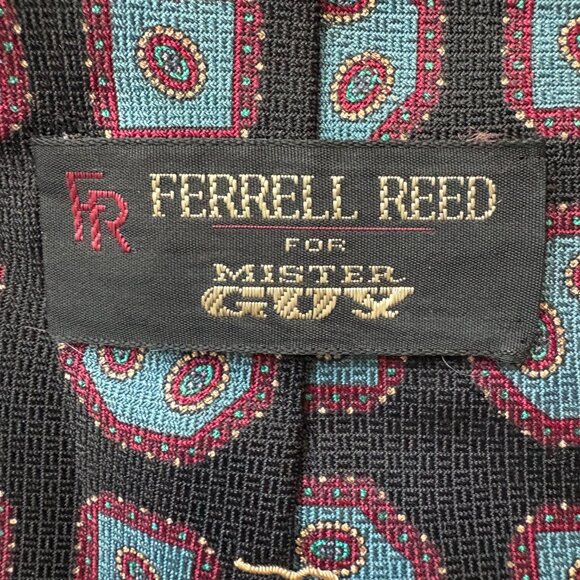 Vtg Ferrell Reed for Mister Guy silk print necktie preppy ivy twee wedding - Picture 2 of 3